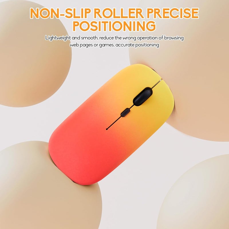 Guiheng 3 Pack Wireless Bluetooth Mouse,LED Dual Mode Rechargeable Silent Slim Laptop Mouse,Portable(BT5.2+USB Receiver) Dual Mode Computer Mice,for Laptop,Desktop Computer,ipad Tablet,Phone,Mac-Rosy glow red - Image 5